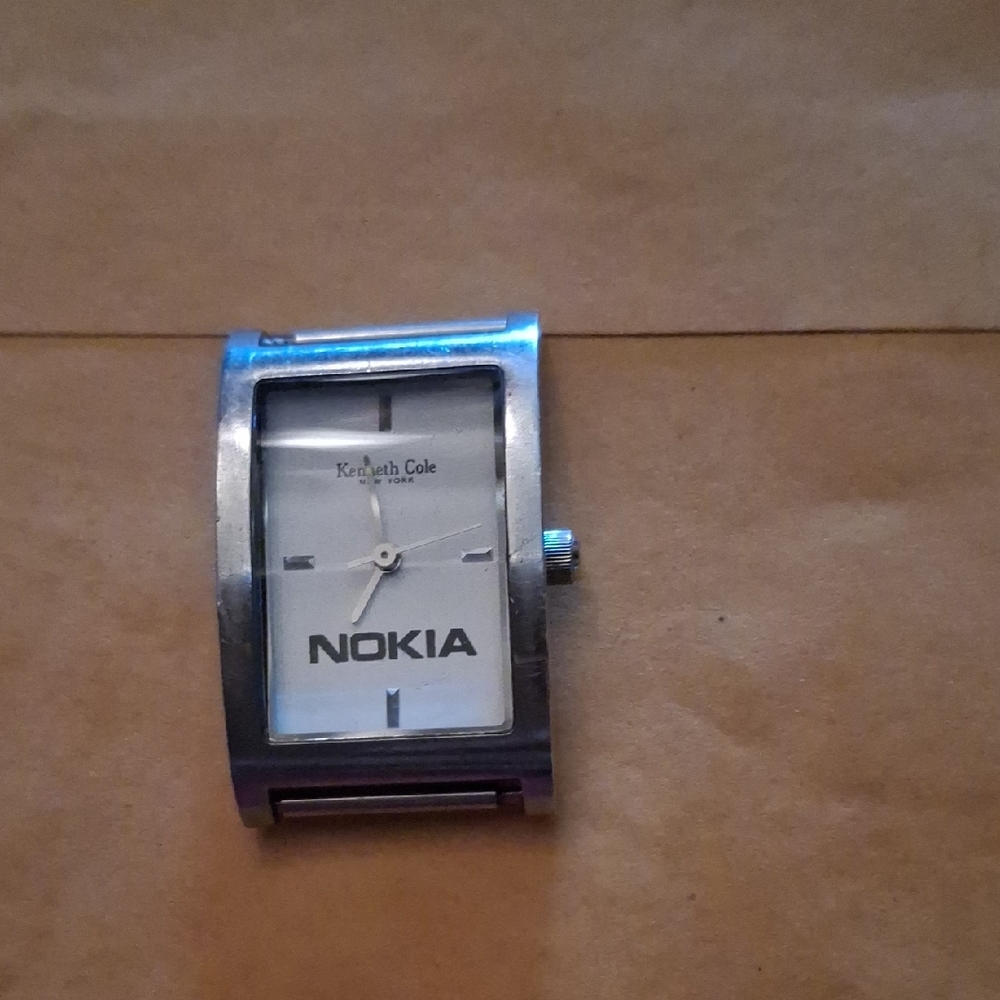 Kenneth Cole Silver Rectangular Watch With White … - image 1